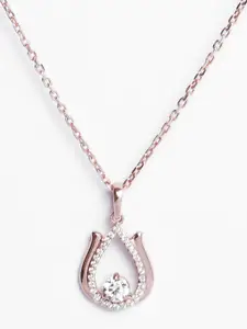 Clara Rose Gold-Plated 925 Sterling Silver Lotus Floral Pendant With Chain