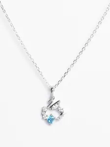 Clara Rhodium-Plated 925 Sterling Silver Swan Shaped Pendant With Chain