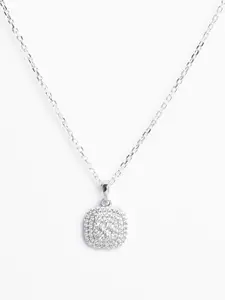 Clara Rhodium-Plated 925 Sterling Silver Queen of Diamonds Pendant With Chain