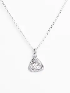 Clara Rhodium-Plated 925 Sterling Silver Contemporary Pendant With Chain