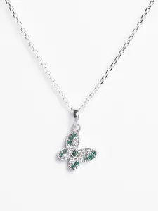 Clara Rhodium-Plated 925 Sterling Silver Butterfly Pendant With Chain