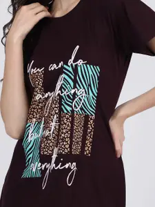 Duchess  Pack Of 2 Typography Printed Round Neck Cotton T-shirt Nightdress