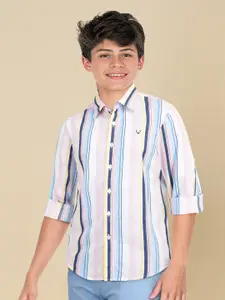 Allen Solly Junior Boys Slim Fit Multi Stripes Opaque Striped Casual Shirt
