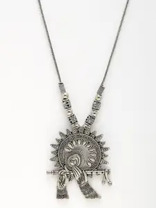 NVR Silver Plated Oxidised German Silver Necklace