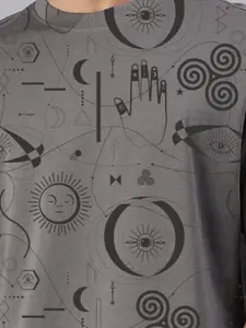 Huetrap Men Printed Drop-Shoulder Sleeves Pockets T-shirt