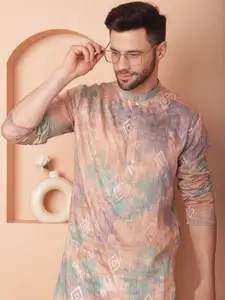 Jompers Men Printed Regular Sequinned Kurta with Pyjamas