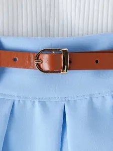 INCLUD Girls Self Design Shirt Collar Top with Skirt