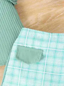 INCLUD Girls Self Design Top with Shorts