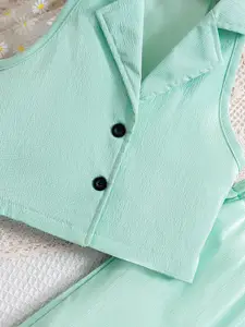 INCLUD Girls Lapel Collar Top with Trousers