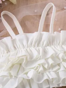 INCLUD Girls Sleeveless Ruffled Top With Shorts