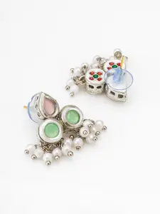 aadita Teardrop Shaped Artificial Stones Studded Drop Earrings