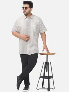 Santonio Men Plus Size Classic Striped Casual Shirt