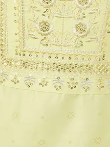 Melange by Lifestyle Round Neck Floral Woven Design Straight Kurta