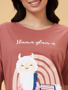 Dreamz by Pantaloons Printed Round Neck Pure Cotton Nightdress