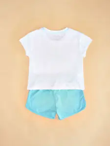 Pantaloons Junior Girls Printed Pure Cotton T-Shirt With Shorts Night Suits