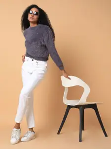 SHOWOFF Women Pullover with Fuzzy Detail