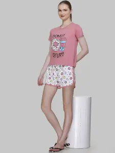 BAESD Typography Printed Round Neck Night suit