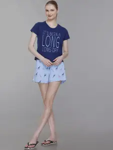 BAESD Typography Printed Round Neck Night suit