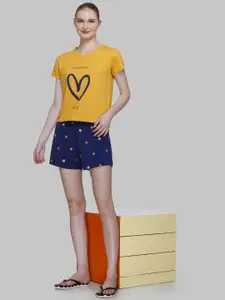 BAESD Round Neck Short Sleeves Printed Night suit