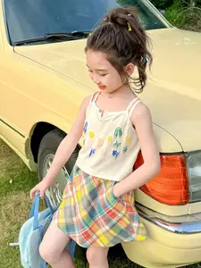 INCLUD Girls Checked Top with Skirt