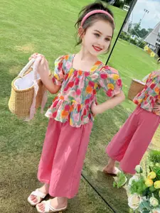 INCLUD Girls Printed Top with Trousers