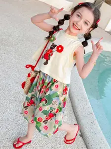 INCLUD Girls Printed Top with Trousers