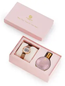 Carlton London Women Rose Gold Dial Analogue Watch CLRGSPNK & Blush 30ml Perfume