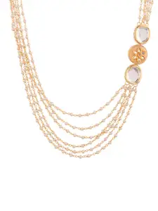 Silvermerc Designs Gold-Plated Kundan Studded & Beaded Layered Necklace