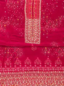 Koskii Floral Embroidered Beads and Stones Unstitched Dress Material