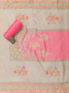 Koskii Floral Embroidered Beads Unstitched Dress Material