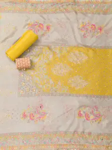 Koskii Floral Embroidered Beads Unstitched Dress Material