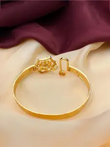 ABDESIGNS Gold-Plated Meenakari American Diamond Studded Brass Cuff Bracelet