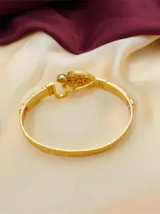 ABDESIGNS Gold-Plated Meenakari American Diamond Studded Brass Cuff Bracelet