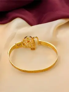 ABDESIGNS Gold-Plated Meenakari American Diamond Studded Brass Cuff Bracelet