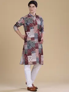 Anouk Abstract Printed Mandarin Collar Cotton Straight Kurta