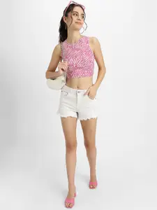 JUNEBERRY Abstract Printed Cotton Crop Top