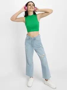 JUNEBERRY Solid Cotton Crop Top