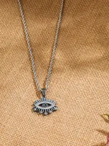 EL REGALO Stone-Studded Stainless Steel Pendant With Chain