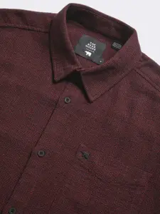 THE BEAR HOUSE Men Cotton Micro Checks Opaque Oversized Casual Shirt