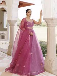 Ragavi Embroidered Beads and Stones Organza Ready to Wear Lehenga & Blouse With Dupatta