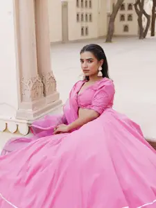 Ragavi Mirror Work Cotton Ready to Wear Lehenga & Blouse With Dupatta