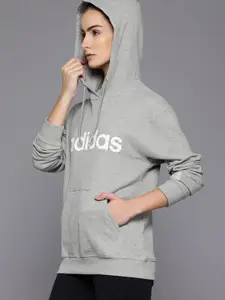 ADIDAS Linear French Terry Pure Cotton Printed Hooded Sweatshirt