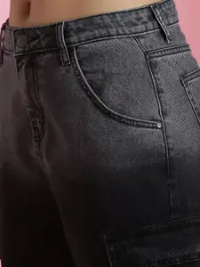 Belliskey Women Relaxed Fit Clean Look Cargo Denim Jeans