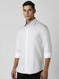 Van Heusen Sport Men Textured Slim Fit Opaque Pure Cotton Casual Shirt