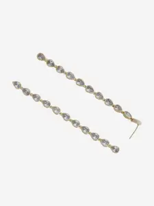 Kushal's Fashion Jewellery Gold-Plated Cubic Zirconia-Studded Drop Earrings