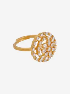 Kushal's Fashion Jewellery Gold Plated Cubic Zirconia Studded Finger Ring