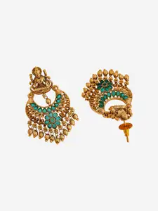 Kushal's Fashion Jewellery Gold Plated Stone Studded Circular Antique Chandbalis