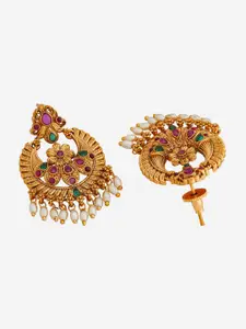 Kushal's Fashion Jewellery Artificial Beads Gold Plated Antique Chandbalis