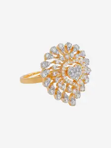 Kushal's Fashion Jewellery Rhodium-Plated Cubic Zirconia Adjustable Finger Ring