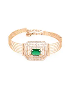 Zaveri Pearls Rose Gold Plated Cubic Zirconia Kada Bracelet